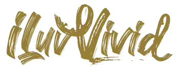 Gold brush strokes form the words iluvvivid on a black background.