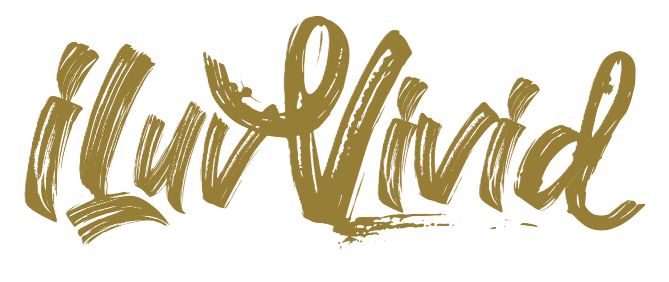 Gold brush strokes form the words iluvvivid on a black background.
